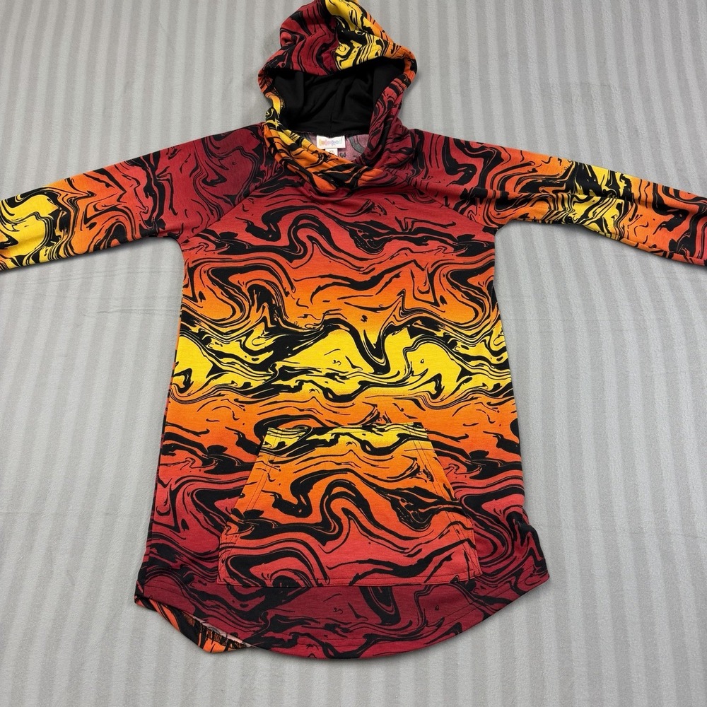 LulaRoe Women's Size XS Multicolor Print Hoodie Pullover‎ Abstract Lava Swirl